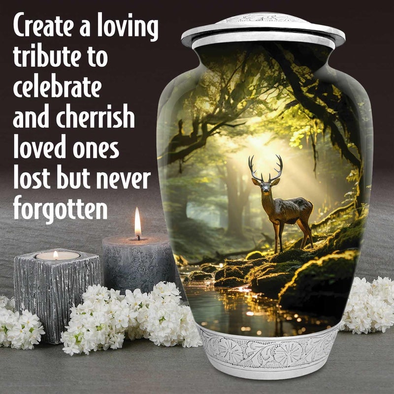Double Trouble Inc Deer Forest Urn for Human Ashes | Large Handcrafted Funeral Memorial | Decorative Cremation Urn for Women and Men - Image 4